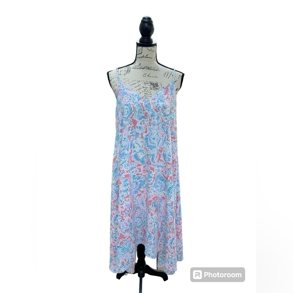 Antibes Blanc Tank Dress Women’s Size Small Pink White Blue